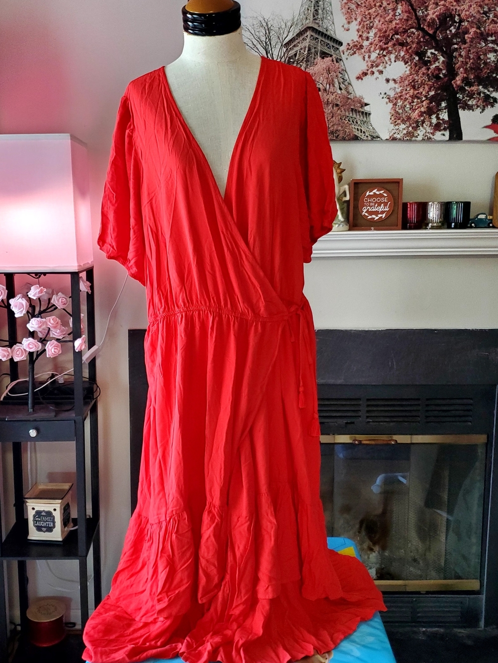 Knox Rose Red Wrap Maxi Dress with Tie Waist - Picture 2 of 6